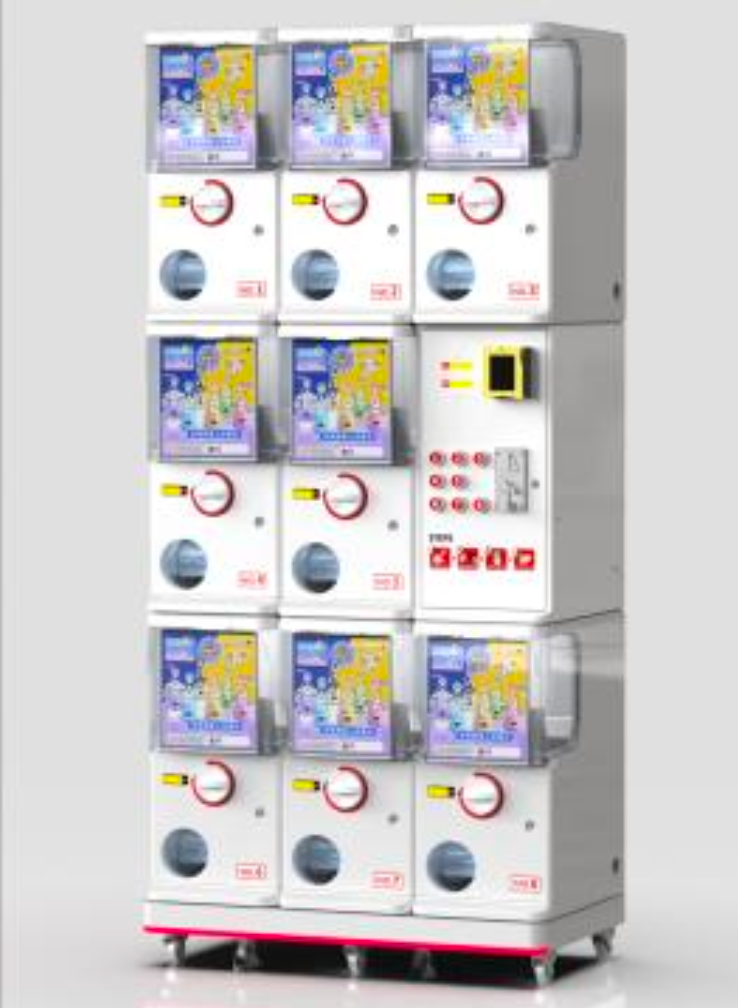 Gachapon 75mm (8 Slots) - 8-cabinet compact cashless Gacha vending machine for standard 75mm capsules. Supports digital payments & optional token mechanism.