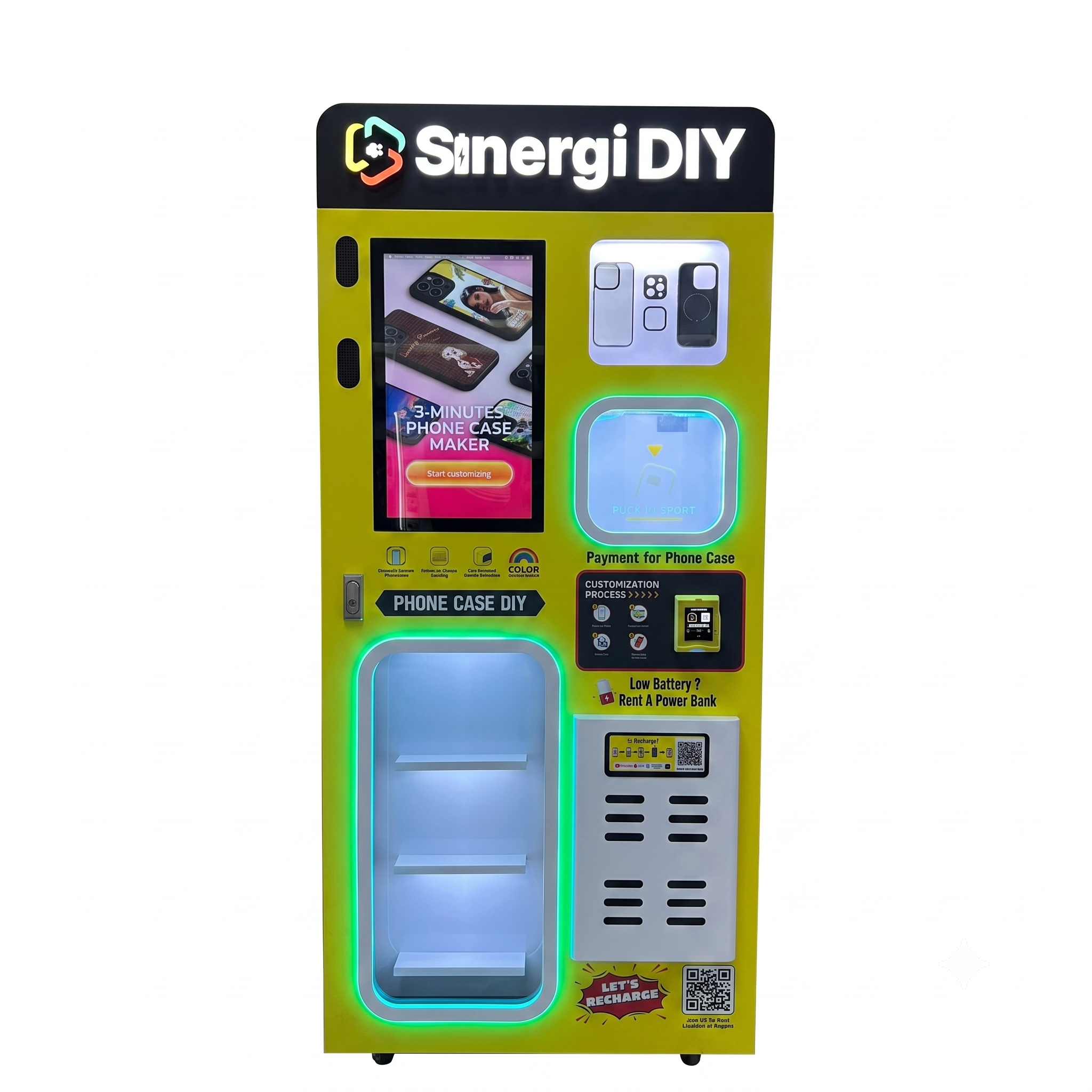 DIY AI-PC Phone Case Maker - Australia's #1 custom DIY phone case maker vending machine. Automated 2-in-1 printing and customization system for retail venues, malls, and entertainment centers.